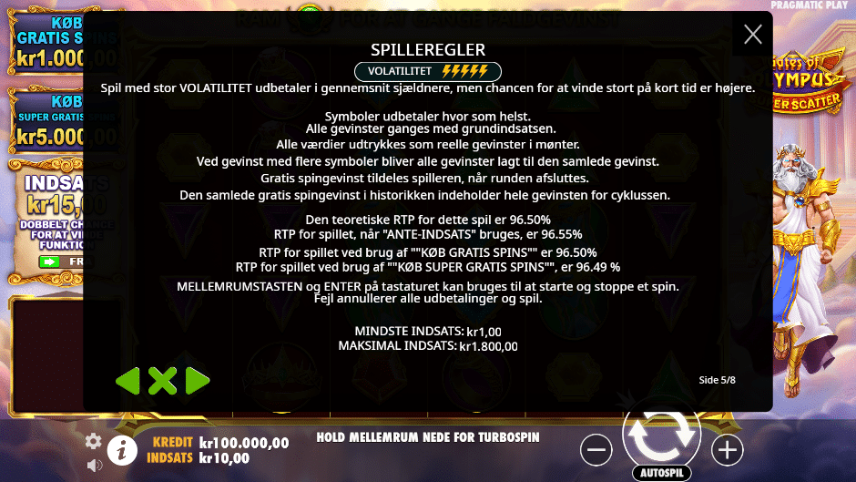 Gates of Olympus Super Scatter rtp volatilitet